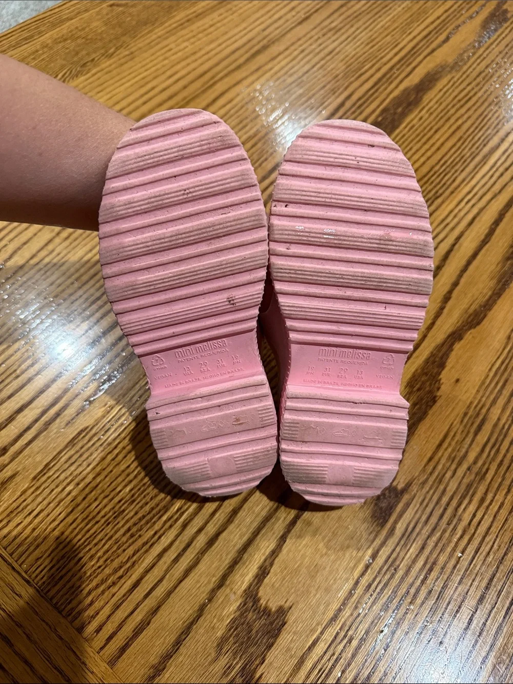 Mini Melissa Pink Glitter T-Strap Platform Mary Jane Shoes